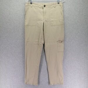 J Jill Pants Womens 6 Denim Cargo Pocket Casual Stretch Flex Flat Front Beige
